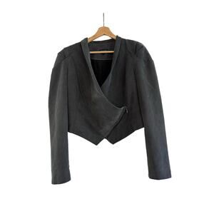 Topshop waterfall asymmetric zipper faux suede military blazer 10